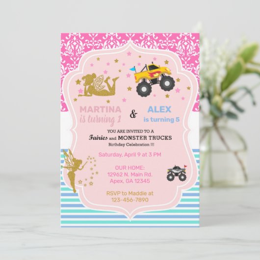 Merkvrachtwagens en monstervrachtwagens zussen hun kaart (Staand voorkant)