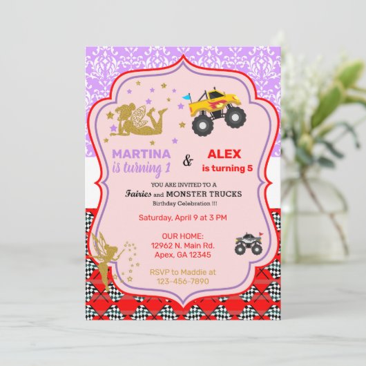 Merkvrachtwagens en monstervrachtwagens zussen hun kaart (Staand voorkant)