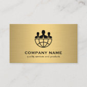 Merkwaardig bedrijfspictogram/goudmetaal/wereldwij visitekaartje (Voorkant)