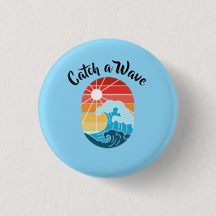 Merkwit, Wave Sport Bedrijfslogo Promo Ronde Button 3,2 Cm