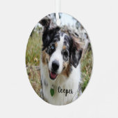 Merle Australian Shepherd Puppy Ceramic Ornament (Voorkant links)