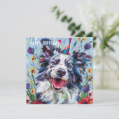Merle Border Collie Verjaardagskaart (Staand voorkant)