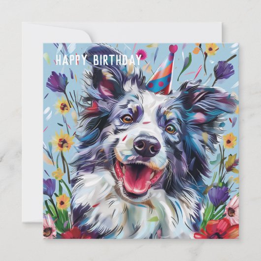 Merle Border Collie Verjaardagskaart (Voorkant)