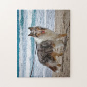 Merle Collie bij het strand Legpuzzel (Verticaal)