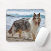 Merle Collie Dog aan het strand Muismat (Met muis)