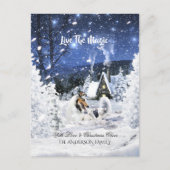 Merle Collie & Lambs in Winter Night - Kerstmis Briefkaart (Voorkant)