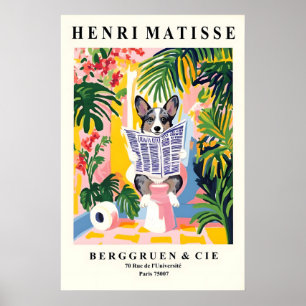 Merle Corgi op een Toilet Print - Matisse Badkamer