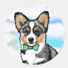Merle Corgi Ronde Sticker