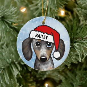 Merle Dapple Dachshund gepersonaliseerde naam Keramisch Ornament