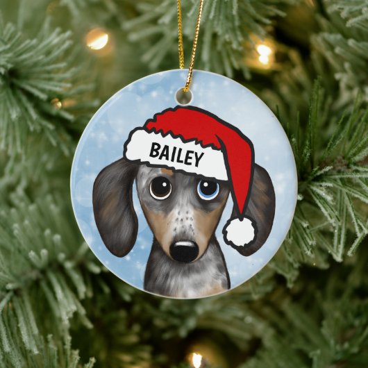 Merle Dapple Dachshund gepersonaliseerde naam Keramisch Ornament (Boom)