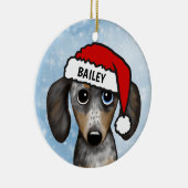 Merle Dapple Dachshund gepersonaliseerde naam Keramisch Ornament (Rechts)