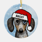 Merle Dapple Dachshund gepersonaliseerde naam Keramisch Ornament (Voorkant)