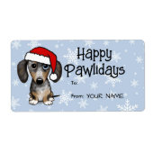 Merle Dapple Dachshund Hond van Kerstmis tot van G Etiket (Voorkant)
