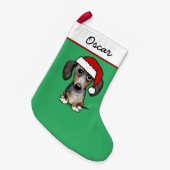 Merle Dapple Dachshund Santa Leuke Hond Kleine Kerstsok (Voorkant (Hangend))