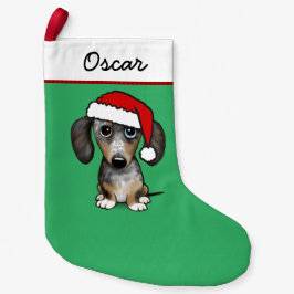 Merle Dapple Dachshund Santa Leuke Hond Kleine Kerstsok