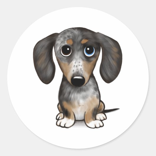 Merle Dapple Dachshund Schattige Wiener Dog Ronde Sticker (Voorkant)