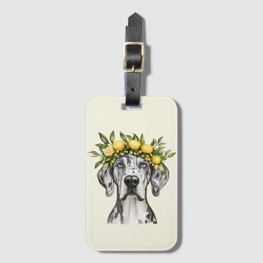Merle Great Dane Dog Lemon Crown Bagagelabel (Voorkant (verticaal))