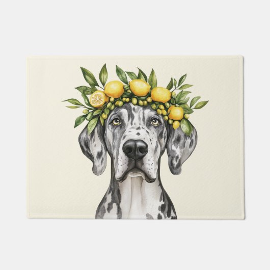 Merle Great Dane Dog Lemon Crown Deurmat (Voorkant)