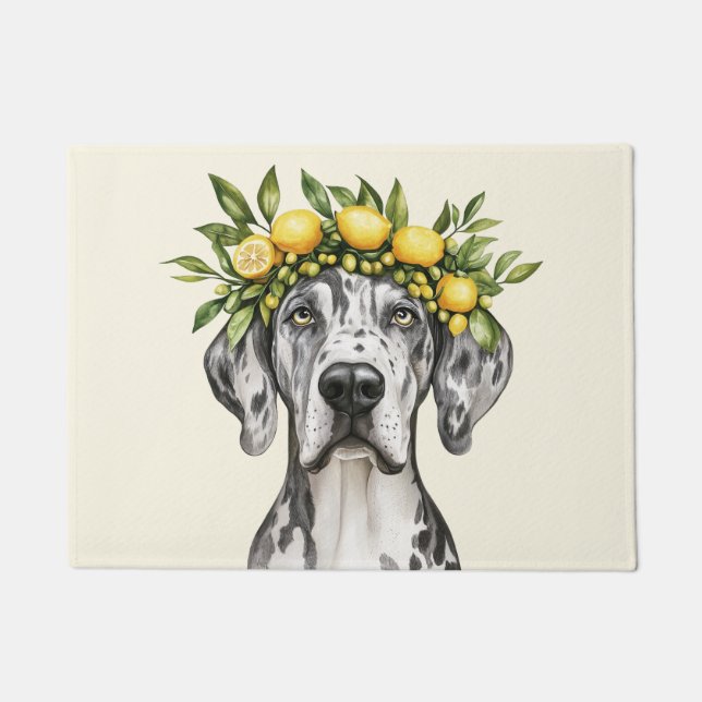 Merle Great Dane Dog Lemon Crown Deurmat (Voorkant)