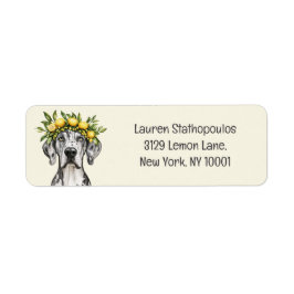 Merle Great Dane Dog Lemon Crown Etiket