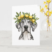 Merle Great Dane Dog Lemon Crown Kaart (Gele Bloem)