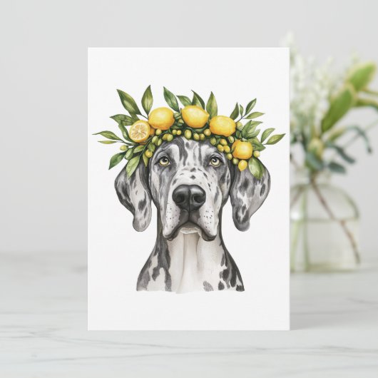 Merle Great Dane Dog Lemon Crown Kaart (Staand voorkant)