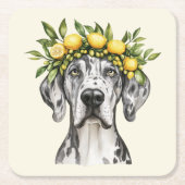 Merle Great Dane Dog Lemon Crown Kartonnen Onderzetters (Voorkant)