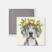 Merle Great Dane Dog Lemon Crown Magneet (Voorkant / Achterkant)