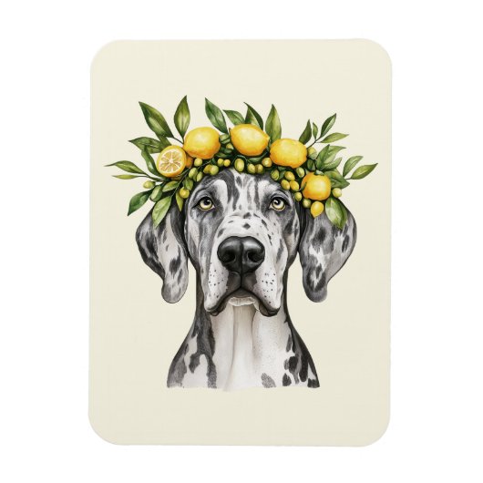 Merle Great Dane Dog Lemon Crown Magneet (Verticaal)