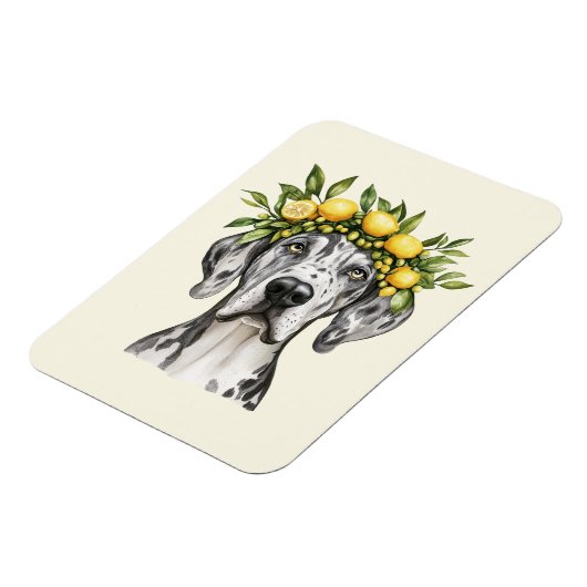 Merle Great Dane Dog Lemon Crown Magneet (Linkerzijde)