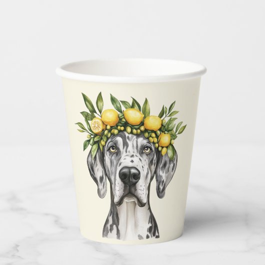 Merle Great Dane Dog Lemon Crown Papieren Bekers (Voorkant)