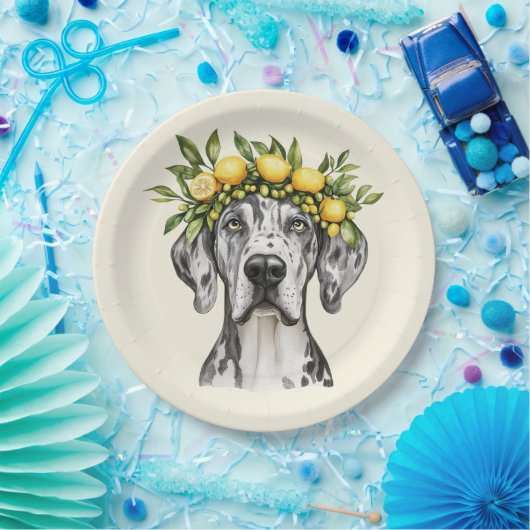 Merle Great Dane Dog Lemon Crown Papieren Bordje (Feest)
