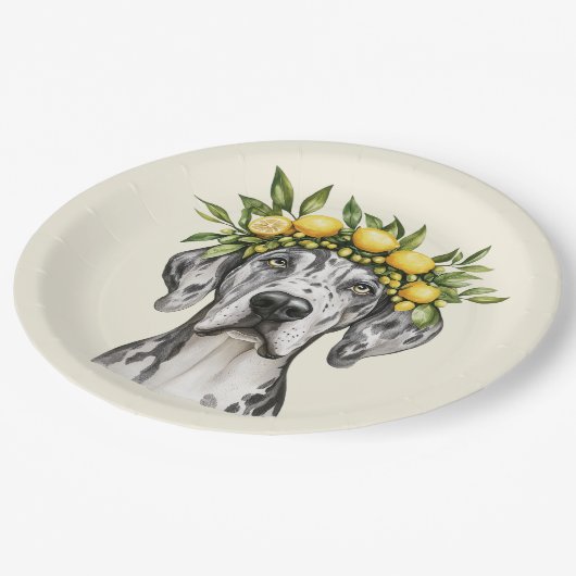 Merle Great Dane Dog Lemon Crown Papieren Bordje (Gekanteld)