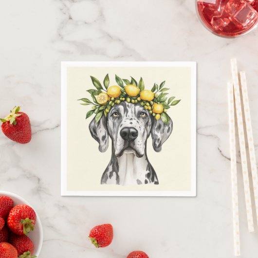Merle Great Dane Dog Lemon Crown Servet (Insitu)