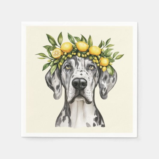 Merle Great Dane Dog Lemon Crown Servet (Voorkant)