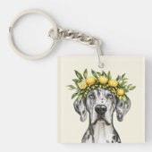 Merle Great Dane Dog Lemon Crown Sleutelhanger (Voorkant)