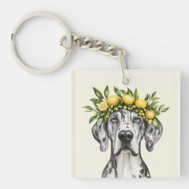 Merle Great Dane Dog Lemon Crown Sleutelhanger