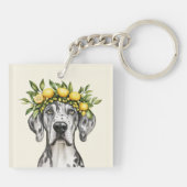 Merle Great Dane Dog Lemon Crown Sleutelhanger (Achterkant)