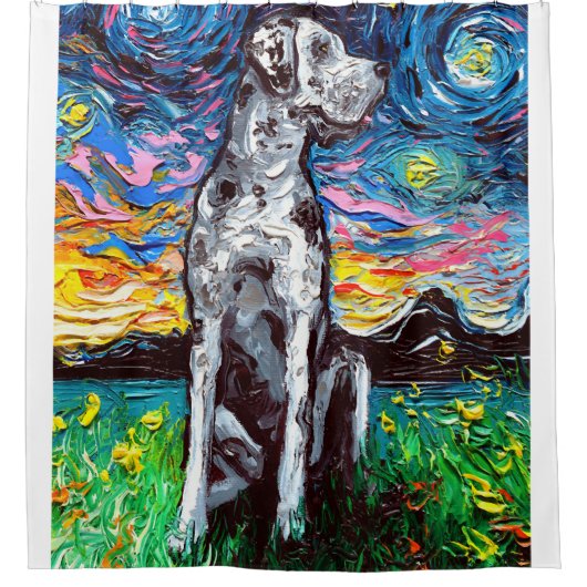 Merle Great Dane Sterrennacht Impressionist Dog Douchegordijn (Voorkant)