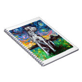 Merle Great Dane Sterrennacht Impressionist Dog Notitieboek (Rechterzijde)