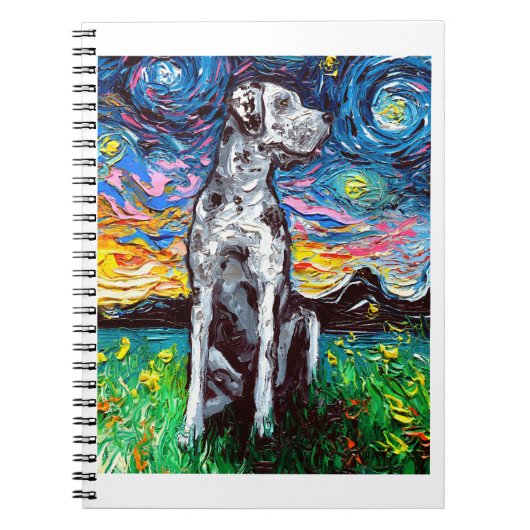 Merle Great Dane Sterrennacht Impressionist Dog Notitieboek (Voorkant)