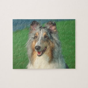 Merle Rough Coat Collie Dog Puzzle Legpuzzel