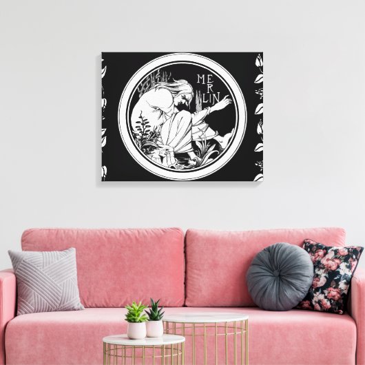 Merlin Art Nouveau fantasie Canvas Afdruk (Insitu (Woonkamer))