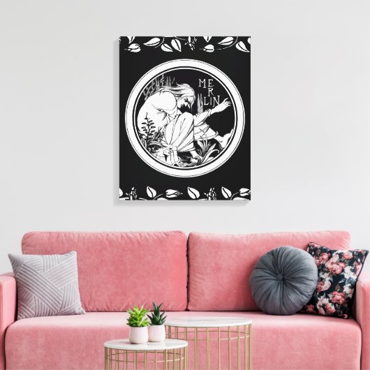 Merlin Art Nouveau fantasie Canvas Afdruk (Insitu (Woonkamer))