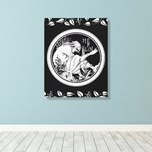Merlin Art Nouveau fantasie Canvas Afdruk (Insitu (Houten vloer))