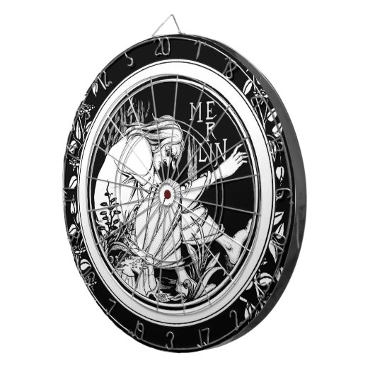 Merlin Art Nouveau fantasie Dartbord (Voorkant Rechts)