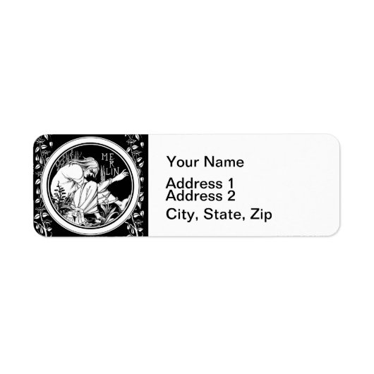 Merlin Art Nouveau fantasie Etiket (Voorkant)