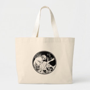 Merlin Art Nouveau fantasie Grote Tote Bag