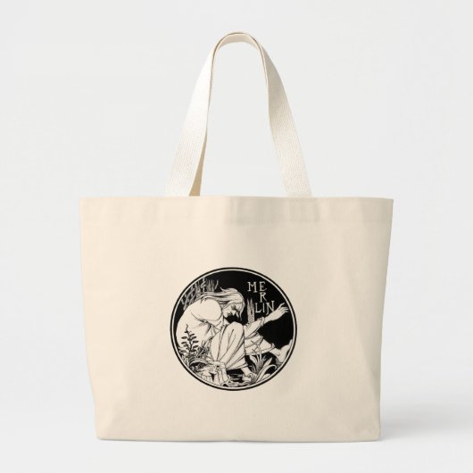 Merlin Art Nouveau fantasie Grote Tote Bag (Voorkant)