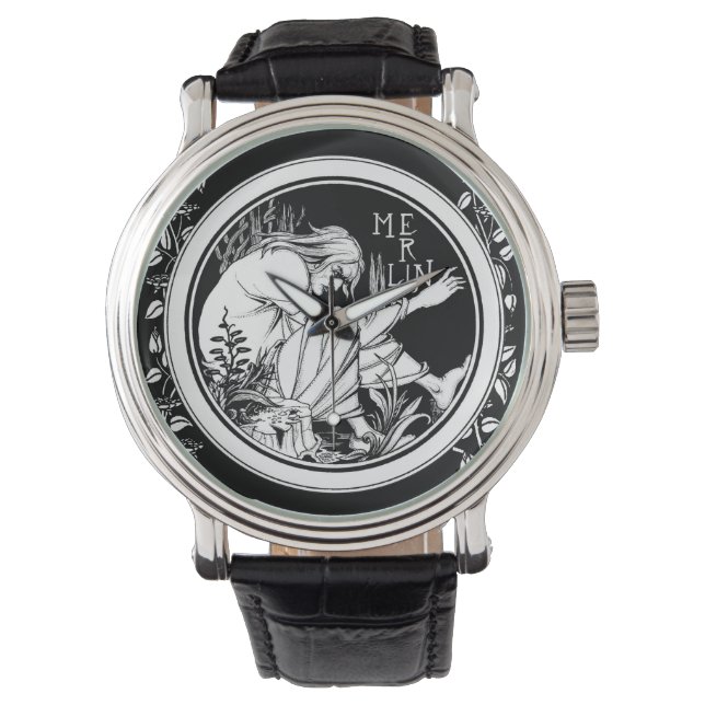Merlin Art Nouveau fantasie Horloge (Voorkant)